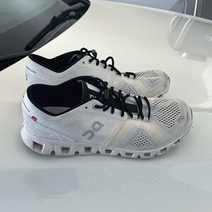 On Running White and Black Athletic Shoes